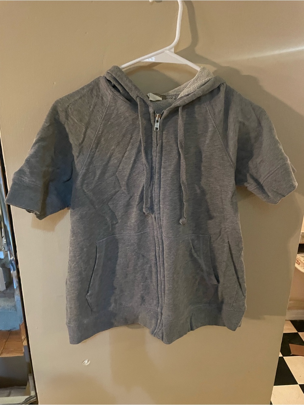 Vintage 90s J. Crew grey short sleeved Zip-Up Hoodie